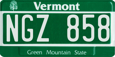 VT license plate NGZ858