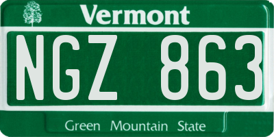 VT license plate NGZ863