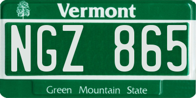VT license plate NGZ865