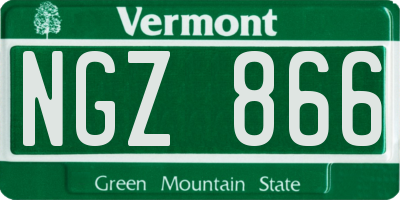 VT license plate NGZ866