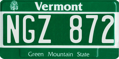 VT license plate NGZ872