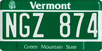 VT license plate NGZ874