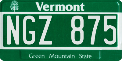 VT license plate NGZ875