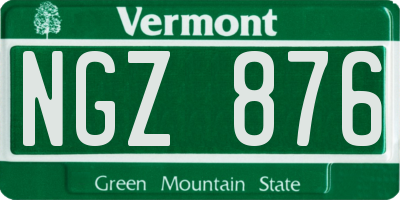 VT license plate NGZ876