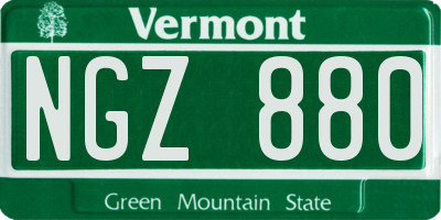 VT license plate NGZ880