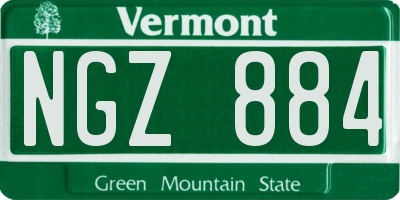 VT license plate NGZ884