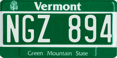 VT license plate NGZ894