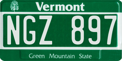 VT license plate NGZ897
