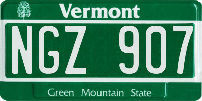 VT license plate NGZ907