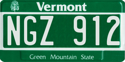 VT license plate NGZ912