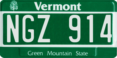 VT license plate NGZ914