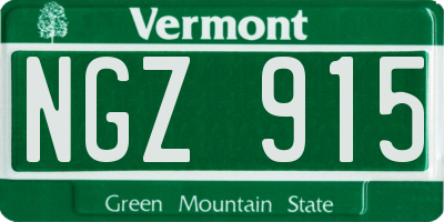 VT license plate NGZ915
