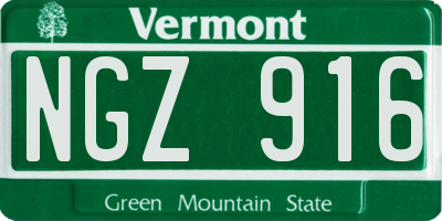 VT license plate NGZ916