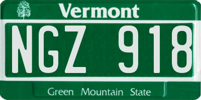 VT license plate NGZ918
