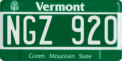 VT license plate NGZ920