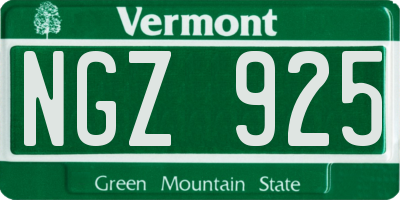 VT license plate NGZ925