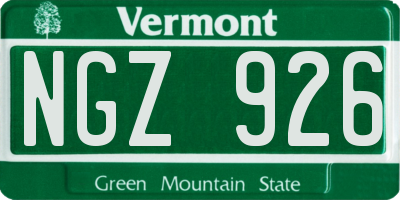 VT license plate NGZ926