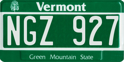 VT license plate NGZ927
