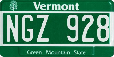 VT license plate NGZ928