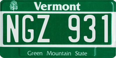 VT license plate NGZ931