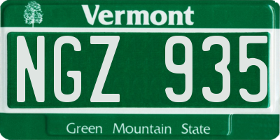 VT license plate NGZ935