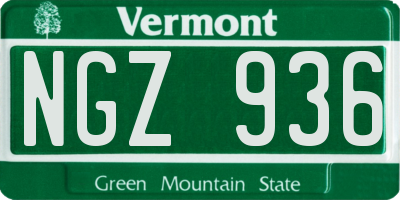 VT license plate NGZ936