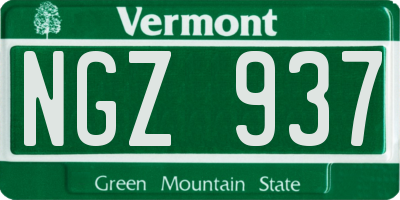 VT license plate NGZ937