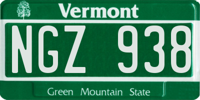 VT license plate NGZ938