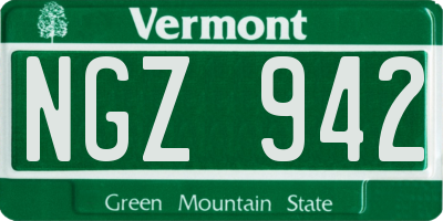 VT license plate NGZ942