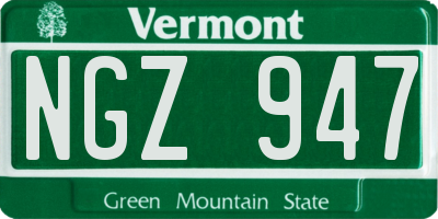 VT license plate NGZ947