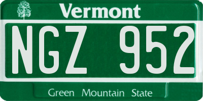 VT license plate NGZ952