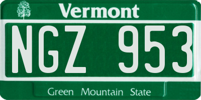 VT license plate NGZ953