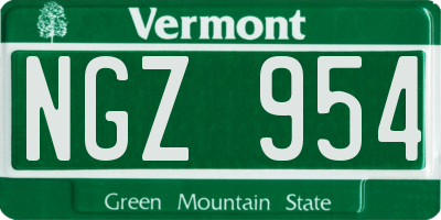 VT license plate NGZ954