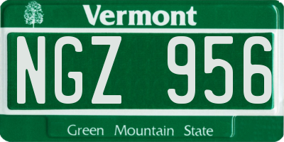 VT license plate NGZ956