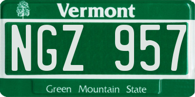 VT license plate NGZ957