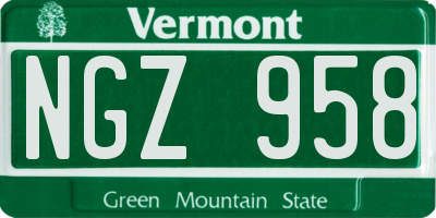 VT license plate NGZ958