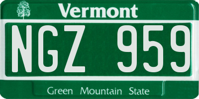 VT license plate NGZ959