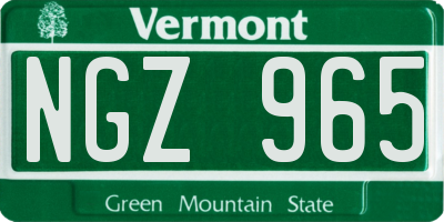 VT license plate NGZ965
