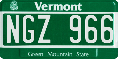 VT license plate NGZ966
