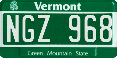 VT license plate NGZ968