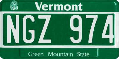 VT license plate NGZ974