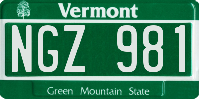 VT license plate NGZ981