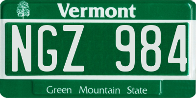 VT license plate NGZ984