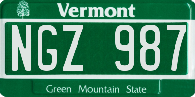VT license plate NGZ987