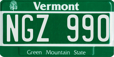 VT license plate NGZ990