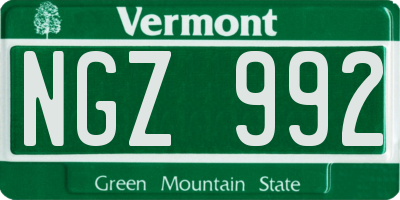VT license plate NGZ992