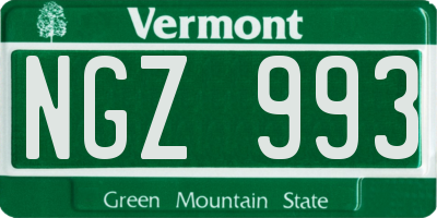 VT license plate NGZ993