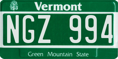 VT license plate NGZ994