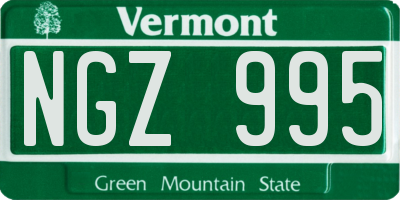 VT license plate NGZ995