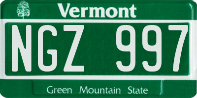 VT license plate NGZ997
